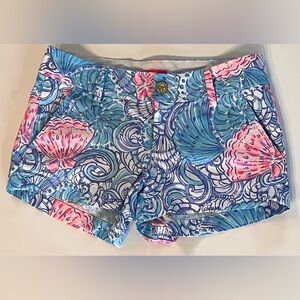 Lilly Pulitzer Walsh Shorts Blue Haven Raising Shell 3" Inseam Size 2